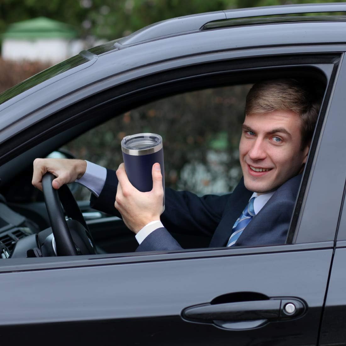 Laser Engraved 20 Oz Stainless Steel Tumbler, Vacuum Insulated Travel Mug with Lid, Powder Coated - Image 4